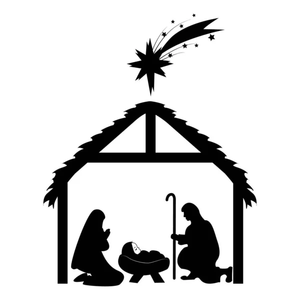 Narodziny Chrystusa Dzieciątko Jezus Żłobie Maryją Józefem Gwiazda Betlejem — Zdjęcie stockowe