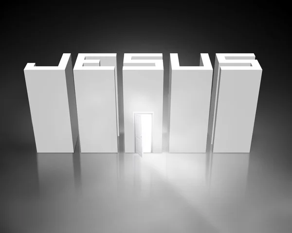 Jesus with open door — Stock Photo, Image