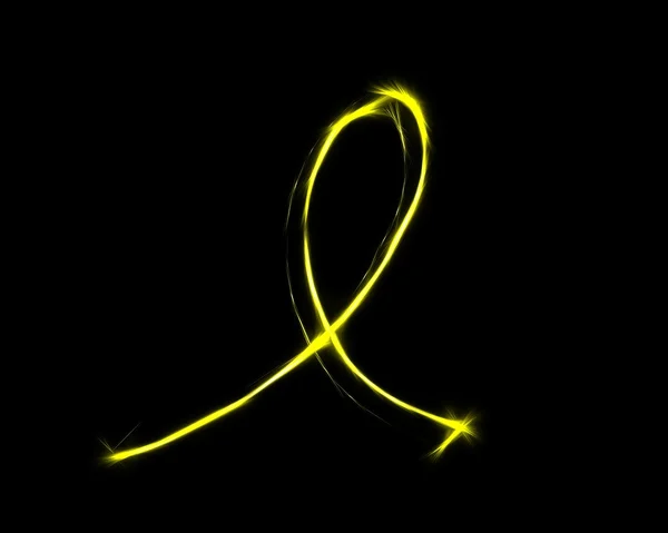 Ruban abstrait jaune sur fond noir — Photo