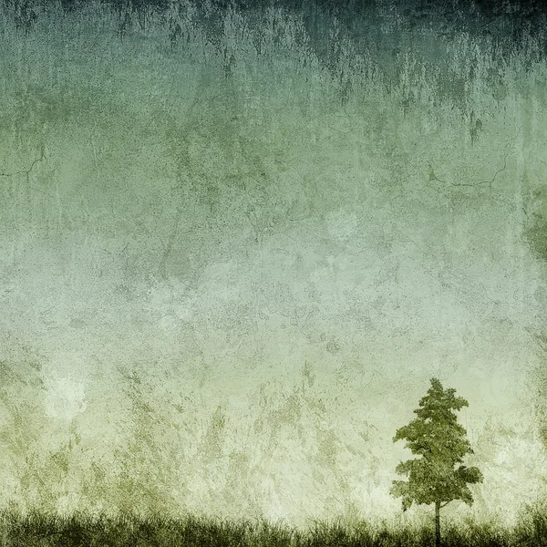 Grunge background with single tree — Stockfoto