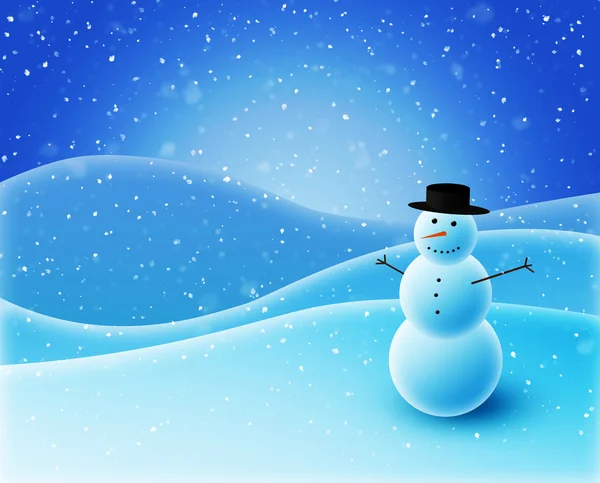 Snowman sitting on snowy hills — Stock Photo, Image