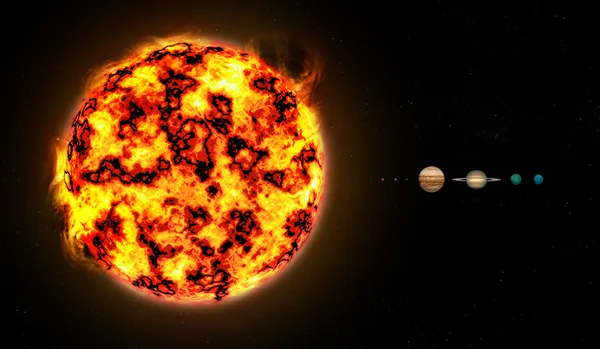 Солнечная система в масштабе . — стоковое фото