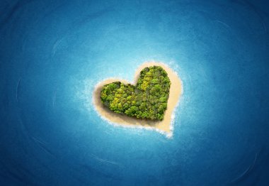 Tropical Island in form of heart clipart