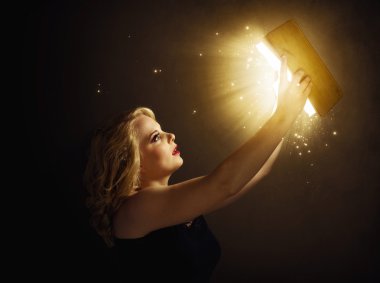 Woman with magic book clipart