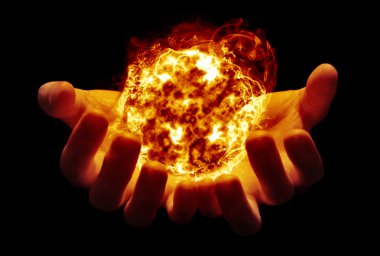 Holding the sun in your hands clipart