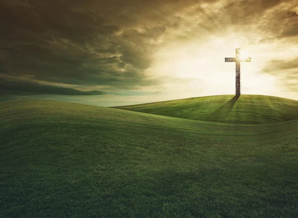 Sunset cross — Stock Photo, Image