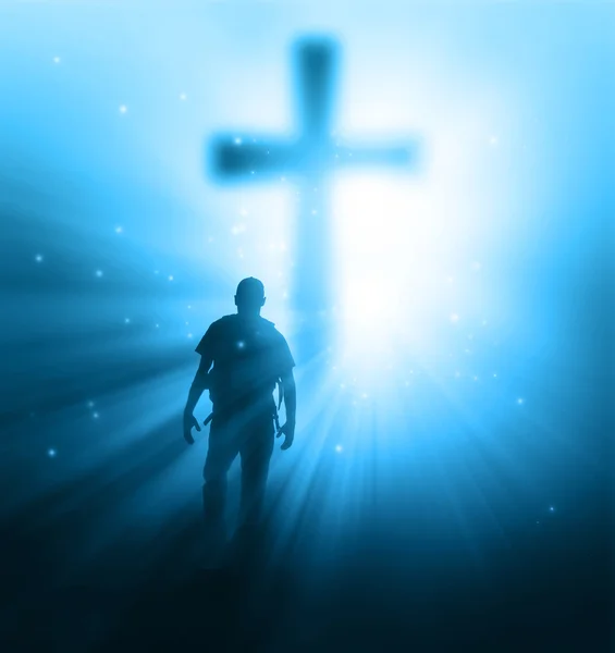 Sunbeams and cross — Stock Photo, Image