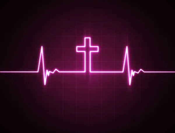 Heart monitor with cross — Stock Photo, Image