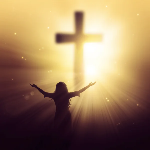 Sunbeams and cross — Stock Photo, Image