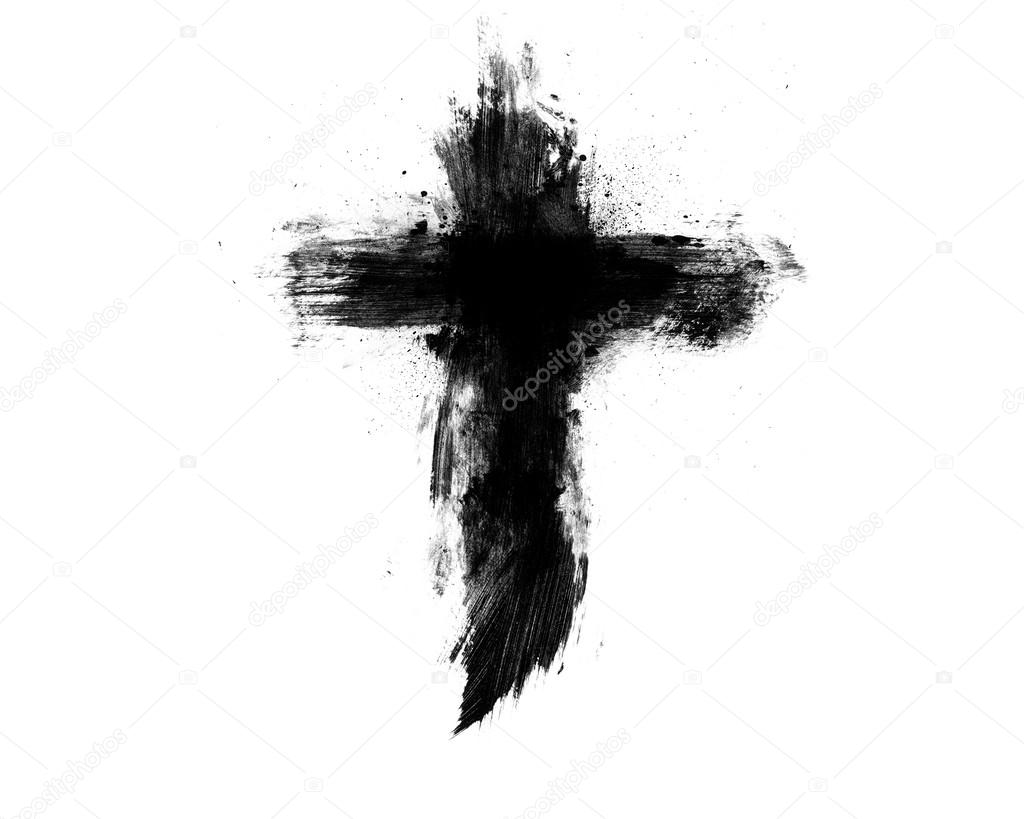 Black cross on a white background