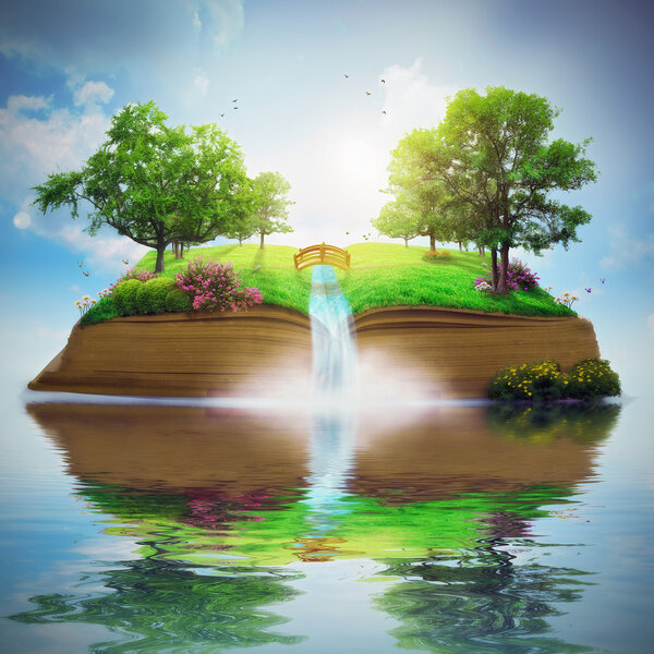 Beautiful garden on book