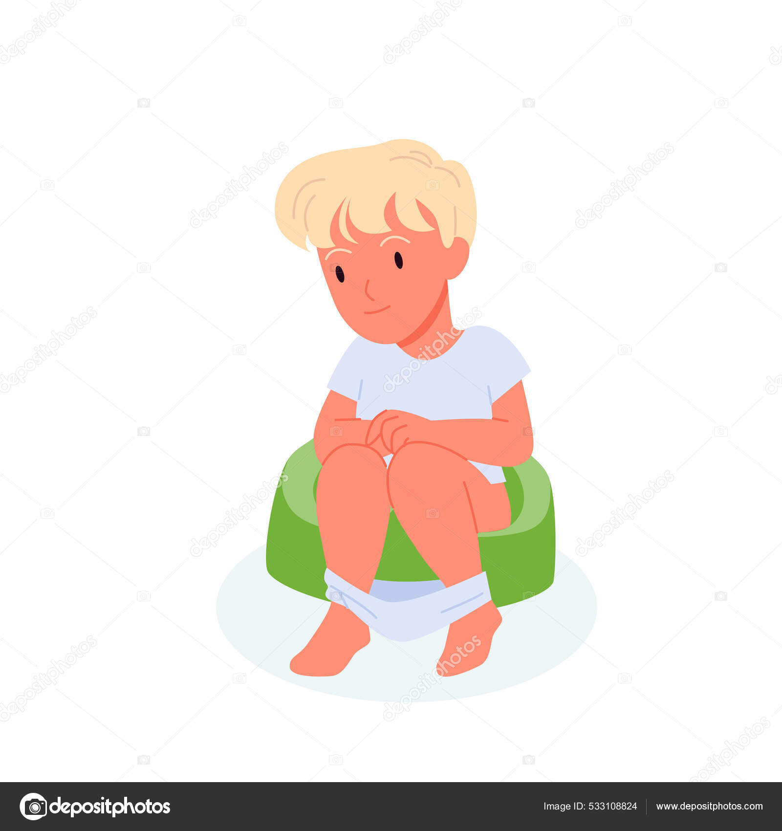 Menino sentado no pote da câmara verde, criança fazendo rotina de higiene  da manhã ou da noite Vetor de ©Nataliia2910@gmail.com 533108824
