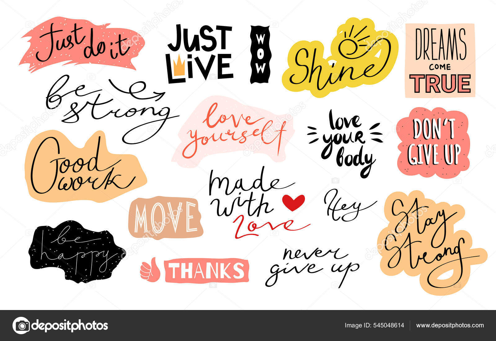 Inspirierende Slogans, handgeschriebene kalligrafische Zitate und