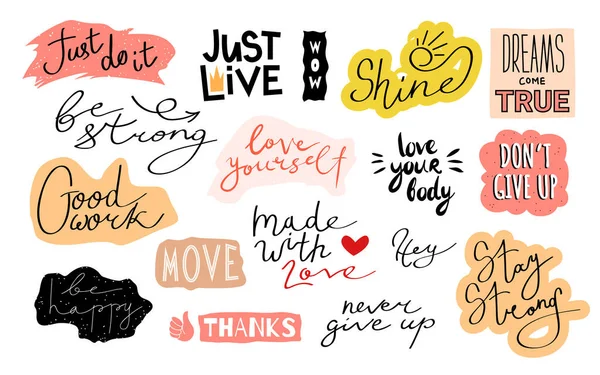 Conjunto de eslogan inspirador, citas caligráficas manuscritas y frases para una vida exitosa — Vector de stock