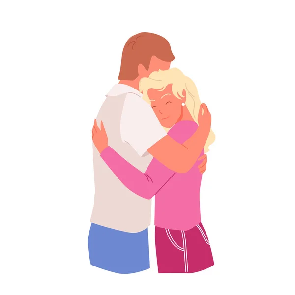 Adorable pareja joven amada abrazándose entre sí — Vector de stock