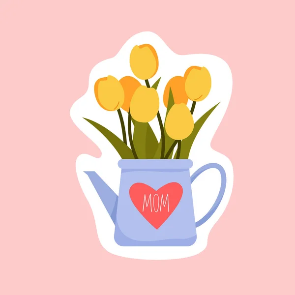 Floral feliz madre día tarjeta de felicitación — Vector de stock