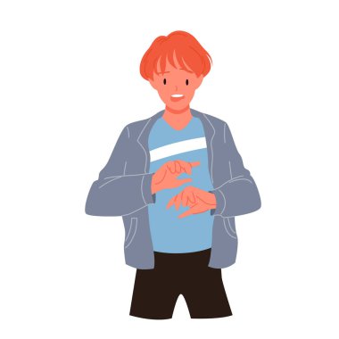 Yüzünde korku ifadesi ve duruşu olan çizgi film ergenleri, korkutucu bir şaşkınlık heyecanla heyecanlanan, ağzı açık, beyaz tenli, güvensiz bir genci korkutur. Panik içindeki korkmuş çocuk veya korku vektörü çizimi.