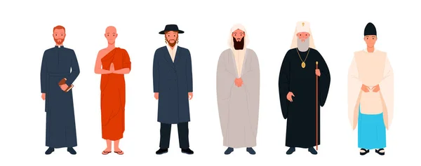 Conjunto de diferentes clérigos religiosos — Vector de stock