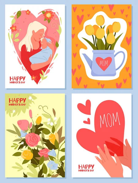 Set van verschillende kaarten voor internationale moederdag — Stockvector