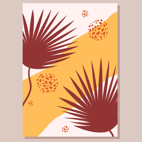African poster with tropical plant leaves — Vector de stock