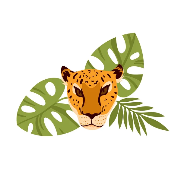 Обличчя дикого листя з пальмовим листям — стоковий вектор