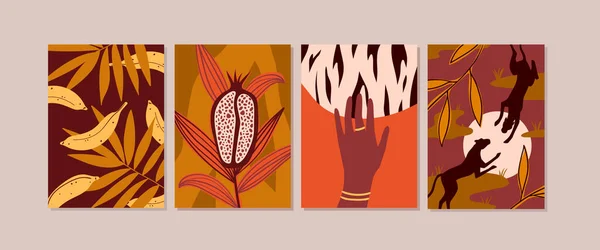 Set of african wild symbols posters — Vector de stock