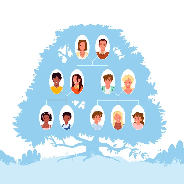 Schemat pokolenia drzewa genealogicznego — Wektor stockowy