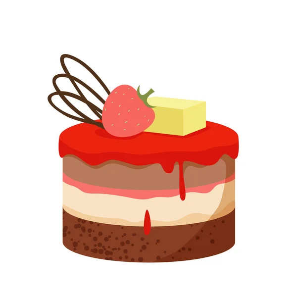 Kulatý malý lahodný ovocný dort — Stockový vektor
