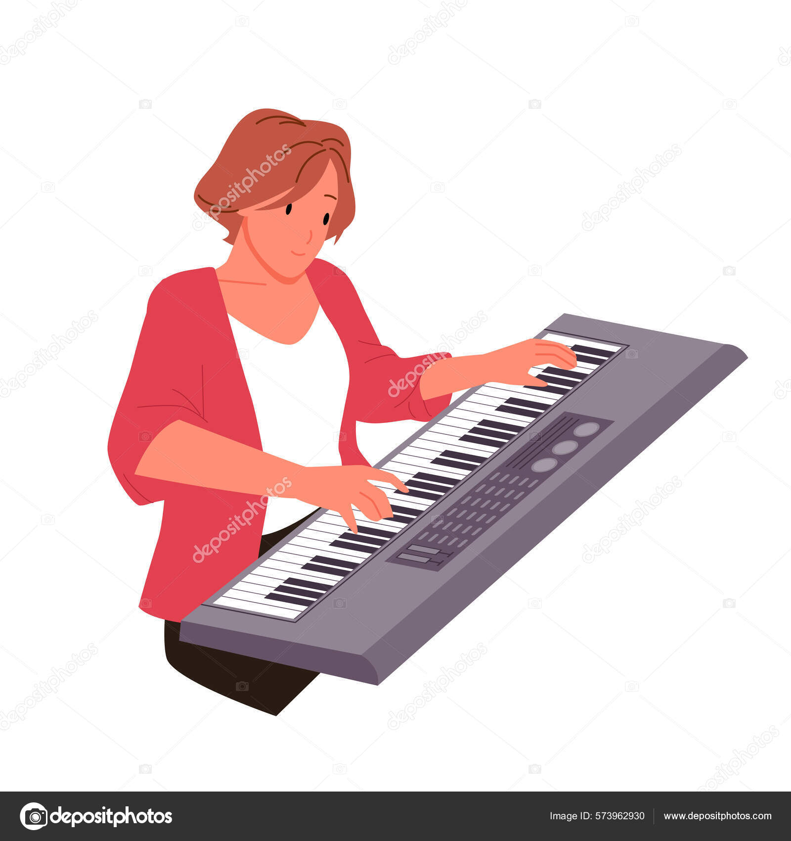 Vetor de Piano online class isolated cartoon vector illustration