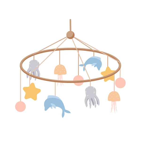 Baby Sleeping Bed Hanging Toy Toddler Crib Accessories Shower Baby — Stock Vector
