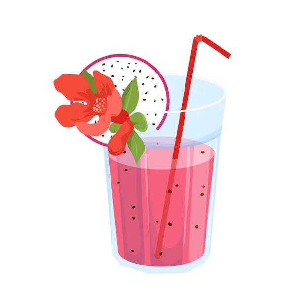 Dragon Fruit Juice Sweet Smoothie Cocktail Vector Illustration Cartoon Isolated — 스톡 벡터