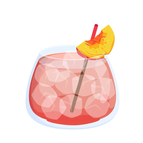 Buzlu Bir Bardak Kokteyl Soğuk Içecek Kokteyl Içecekleri Meyve Süsleme — Stok Vektör