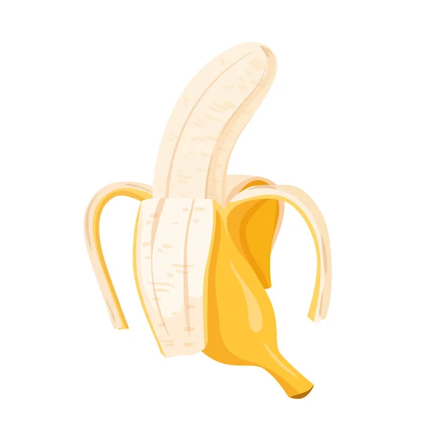 Open Banana Peel Vector Illustration Cartoon Isolated Single Half Peeled — Vetor de Stock