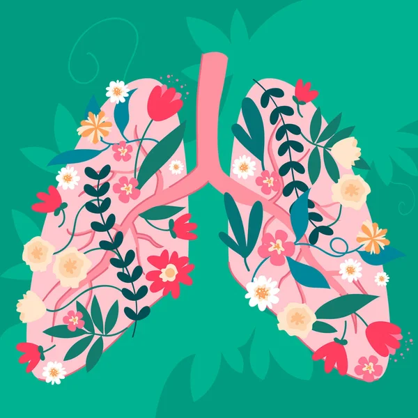 Healthy Lungs Creative Environmental Art Poster Vector Illustration Cartoon Bright — Stockový vektor