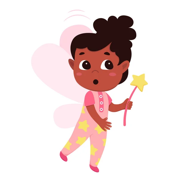 Tooth Fairy Flying Vector Illustration Cartoon Isolated Little Godmother Character — Stock vektor