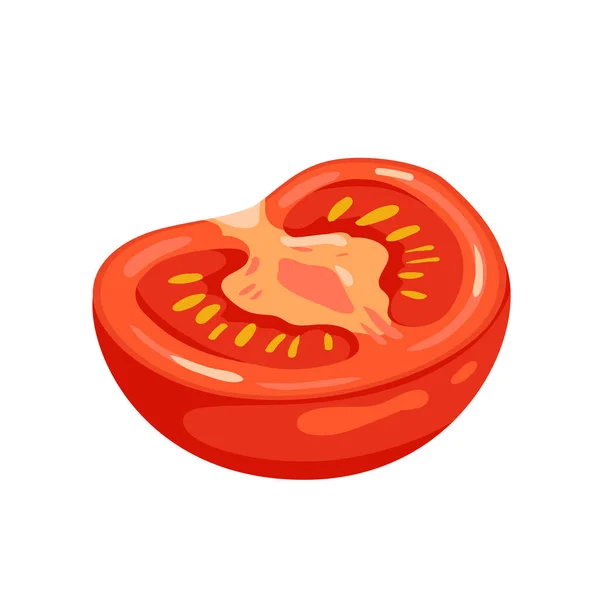 Half Juicy Ripe Tomato Vector Illustration Cartoon Isolated Single Tasty — Archivo Imágenes Vectoriales