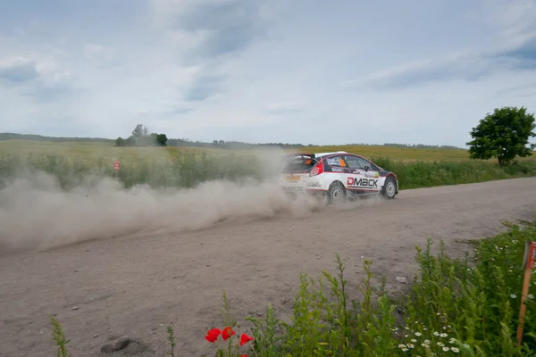 Rally auto závod v 71. rally Polsko v mikolajki - Polsko — Stock fotografie