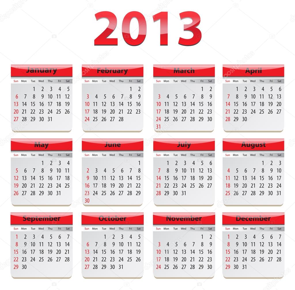 Calendar for 2013 — Stock Vector © mmarikk #12073688