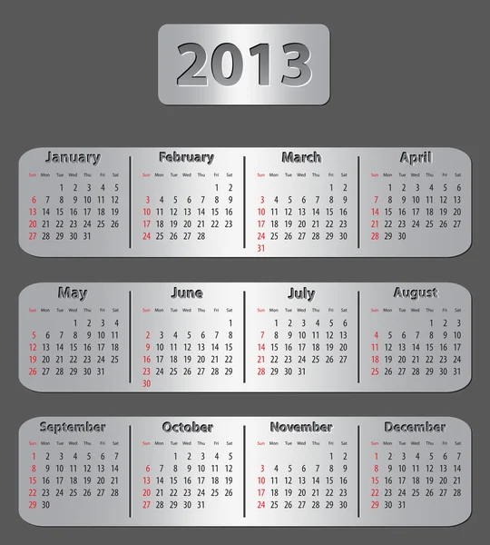 Szary kalendarza na 2013 rok — Wektor stockowy