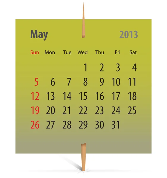 Calendar for May 2013 — Stock Vector