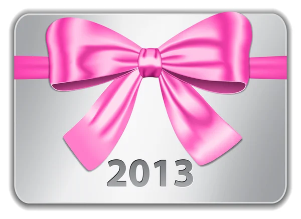 2013 card with pink bow — Stock Vector