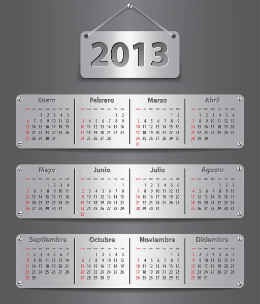 Calendar for 2013 in Spanish — Stock Vector