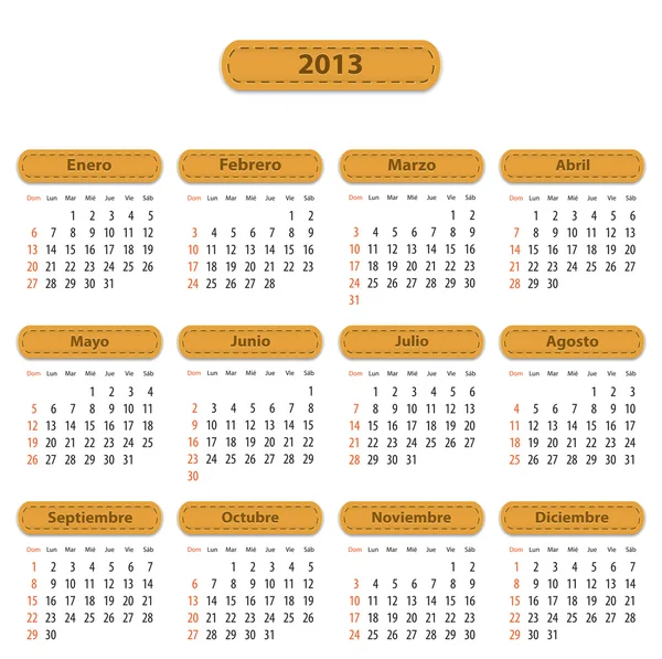 Calendario 2013 — Vector de stock