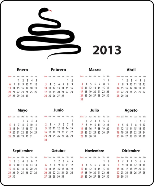 2013 calendário espanhol — Vetor de Stock