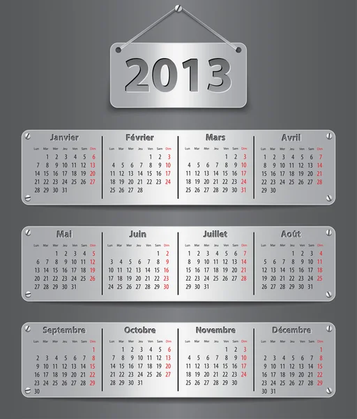 Calendário de 2013 em francês — Vetor de Stock