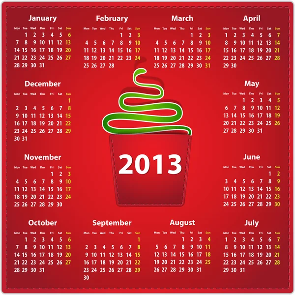 Calendário 2013 em inglês — Vetor de Stock