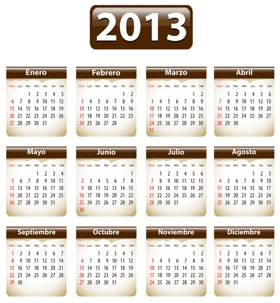 Spanischer Kalender 2013 — Stockvektor