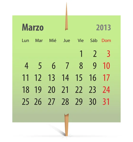 Calendar for 2013 in Spanish — Stock Vector