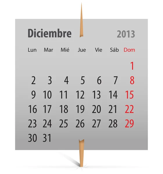 Calendario diciembre 2013 en español — Archivo Imágenes Vectoriales