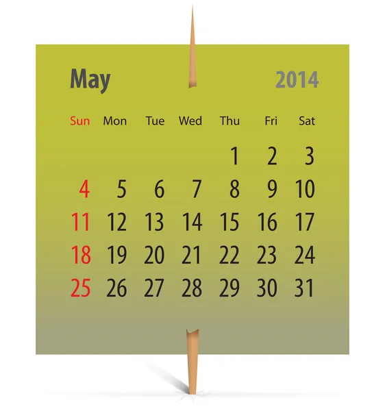 Calendar for May 2014 — Stock Vector